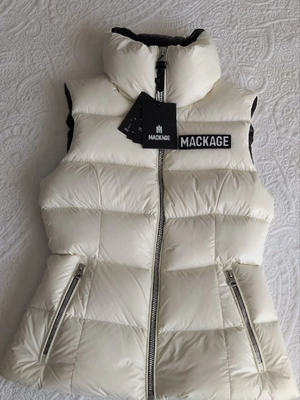 Mackage Chaya Ivory Quilted Down Puffer Vest